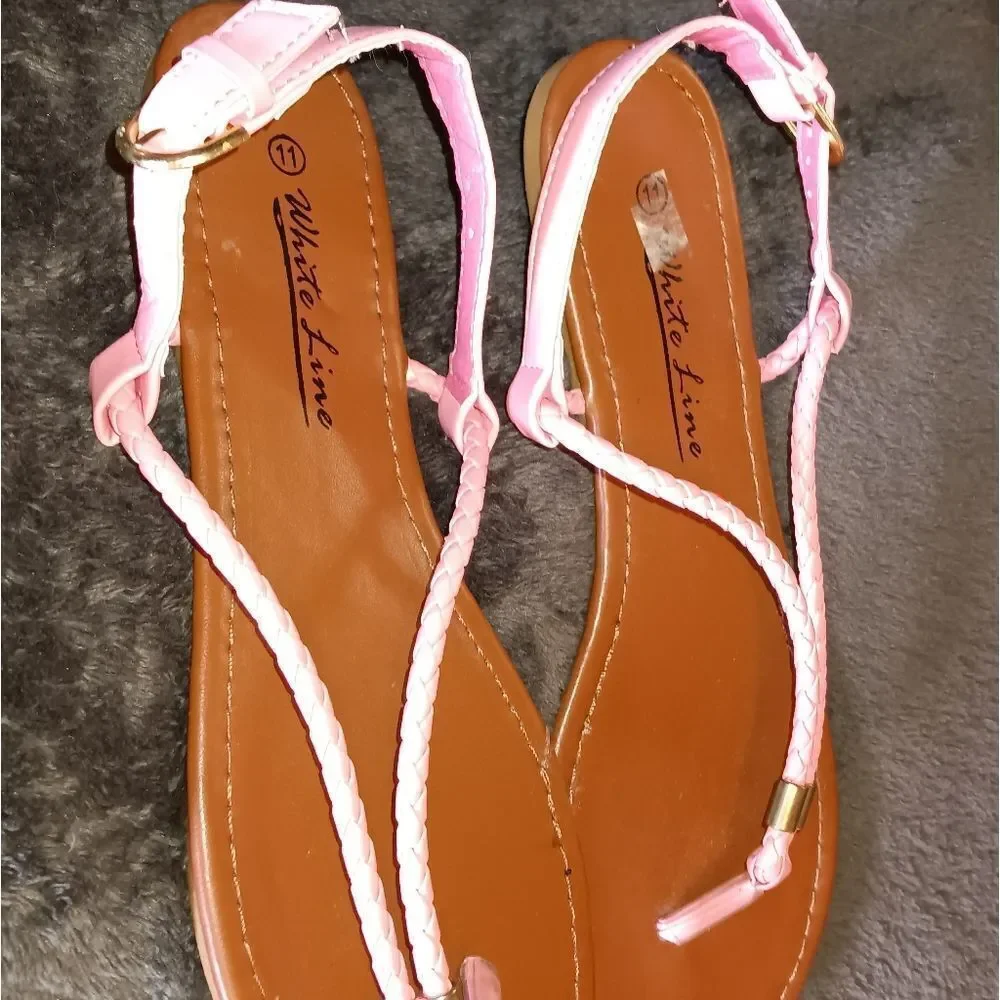 Pink & Gold Sandals Flats sz 11
